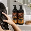 Nourishing and Repairing Shampoo and Conditioner Set Argan Oil Nut pattern Black bottle with pump head Hair Care combination details Picture